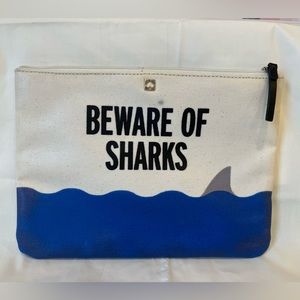 Kate Spade Beware of Sharks Zippered Clutch/Pouch